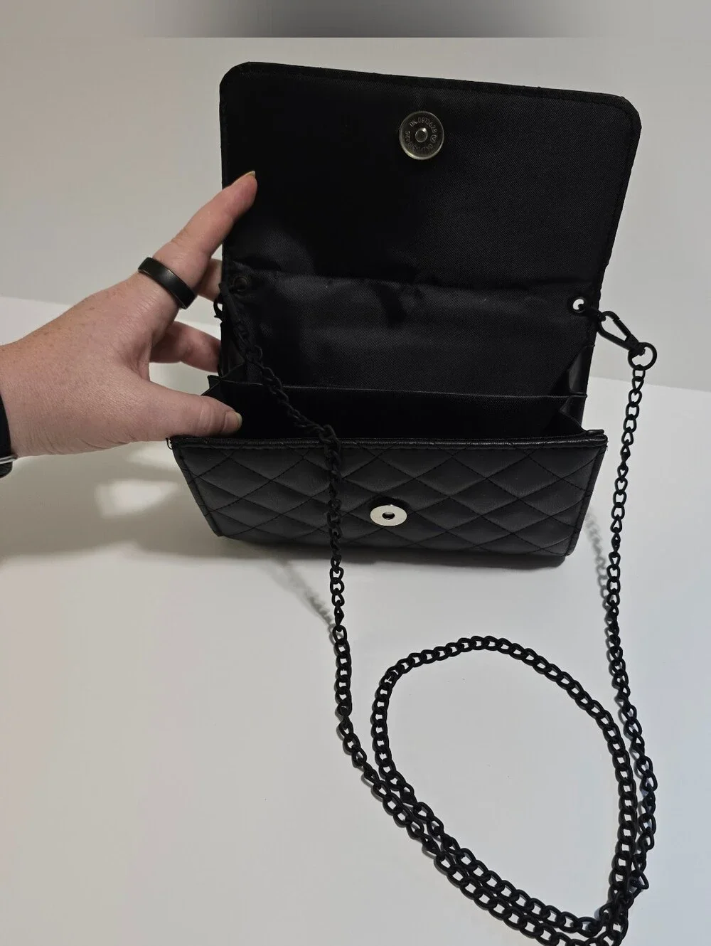 Quilted Black Chain Shoulder Bag - Women's Elegant Crossbody